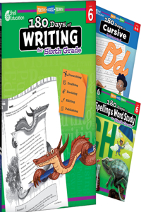 180 Days Writing, Spelling, & Cursive Grade 6: 3-Book Set