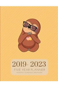 2019-2023 Five Year Planner Jungle Sloth Gratitude Monthly Schedule Organizer