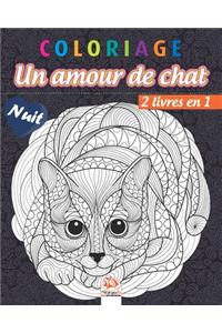 Coloriage - Un amour de chat - 2 livres en 1 - Nuit