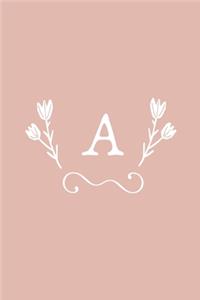 A: Monogram 6x9 medium-lined notebook. Pink and white journal.