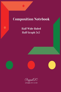 College Notebook Half Wide Ruled Half Graph 5x5124 pages 8.5x11 Inches