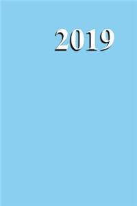 2019 Weekly Planner Baby Blue Color Simple Plain Baby Blue 134 Pages