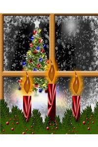 Christmas Eve Window Holiday Candles School Comp Book 130 Pages