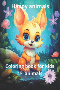 Happy animals Coloring book for kids 48 animals