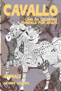 Libri da colorare Mandala per adulti - Grande stampa - Animale - Cavallo