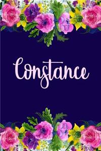 Constance: Personalized Name Pink Floral Design Matte Soft Cover Notebook Journal to Write In. 120 Blank Lined Pages