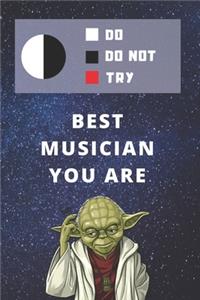 Medium College-Ruled Notebook, 120-page, Lined - Best Gift For Musician - Funny Yoda Quote - Present For Music Lover or Band
