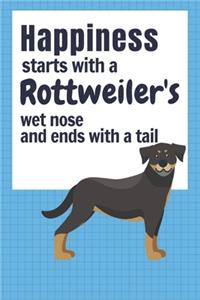 Happiness starts with a Rottweiler's wet nose and ends with a tail