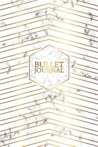 Bullet Journal: Marble + Gold Bullet Journal - 120-Page 1/4 Inch Dot Grid Notebook - 6 X 9 Marble & Gold Perfect Bound Softcover