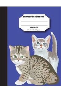 Composition notebook unruled 8.5 x 11 inch 200 page, Cutie cat and friends