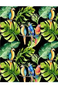 My Big Fat Journal Notebook For Bird Lovers Tropical Parrots Pattern 1