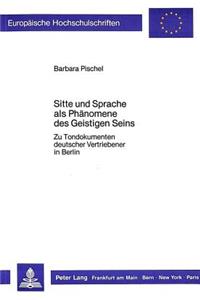 Sitte Und Sprache ALS Phaenomene Des Geistigen Seins
