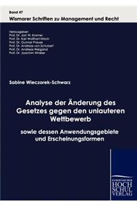 Analyse der Änderung des Gesetzes gegen den unlauteren Wettbewerb sowie dessen Anwendungsgebiete und Erscheinungsformen