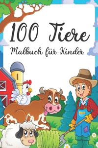 100 Tiere Malbuch für Kinder