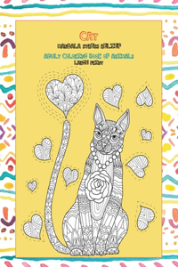 Adult Coloring Book of Animals - Mandala Stress Relief - Large Print - Cat
