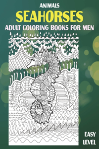 Adult Coloring Books for Men - Animals - Easy Level - Seahorses