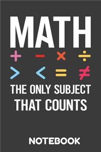 Math the Only Subject That Counts Notebook
