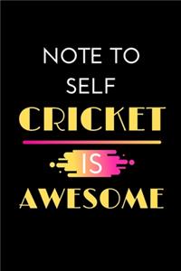 Note To Self Cricket is Awesome