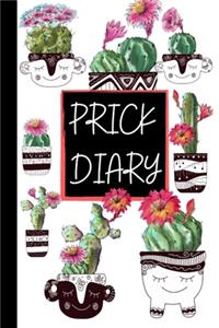 Prick Diary Cactus Pink Flowers - Diabetes Journal Log Book For Women - Track Diabetic Blood Sugar Glucose Monitor Logbook