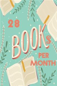 28 Books per Month Daily Journal Tracker & Planer: A Daily Journal to Help you Track Your Reading and Achieve your goals - Lined Journal / 120 Pages / Large 6x9 inches / Barn Red Color / Matte Finish