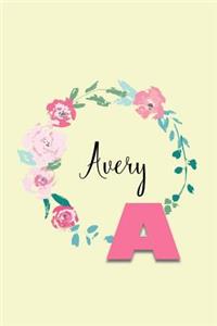 Avery: Personalized Monogram Initial Journal - Pink Marble and Gold Cover with Feminine Pages for Women and Girls