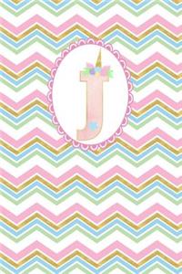 Unicorn Monogram Journal - Letter J