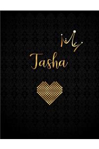 Tasha: Black Personalized Lined Journal with Inspirational Quotes