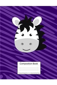Composition Book 100 Sheets/200 Pages/8.5 X 11 In. College Ruled/ Zebra Purple