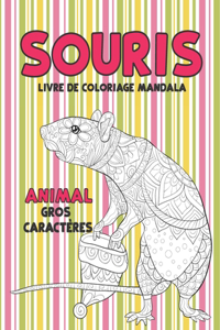Livre de coloriage Mandala - Gros caractères - Animal - Souris