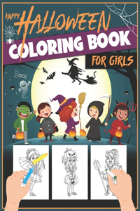 Happy Halloween Coloring Book For Girls