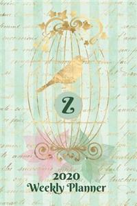 Plan On It 2020 Weekly Calendar Planner 15 Month Pocket Appointment Notebook - Gilded Bird In A Cage Monogram Letter Z