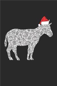 Christmas Notebook 'Donkey with Santa Hat' - Christmas Gift for Animal Lover - Santa Hat Donkey Journal - Donkey Diary