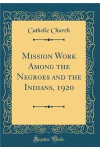 Mission Work Among the Negroes and the Indians, 1920 (Classic Reprint)