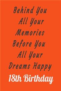 Behind You All Your Memories Before You All Your Dreams Happy 18th Birthday