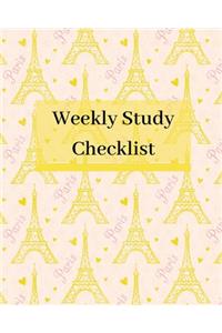 Weekly Study Checklist: Paris Heart Eiffel Tower theme Study Planner (8 x 10 inches) 120 pages