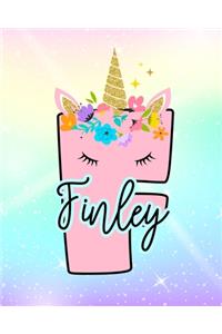 Finley: Girls Unicorn Journal to Write In - Personalized Journal