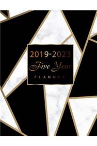 2019-2023 Five Year Planner: Marble Black and White Design, 60 Months Calendar, 5 Year Monthly Planner and Calendar, Planner Journal Writing Diary Notebook, Agenda Yearly Goals 