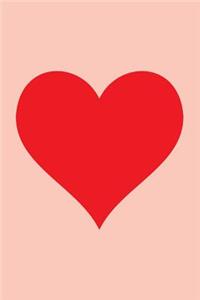 Blank Notebook - 100 Pages - Red Heart on Pink