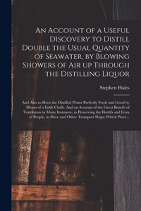 Account of a Useful Discovery to Distill Double the Usual Quantity of Seawater, by Blowing Showers of Air up Through the Distilling Liquor