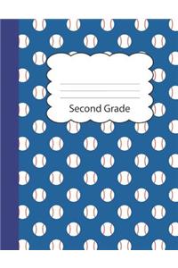 Second Grade: Baseball Blank Draw & Write Storybook Paper Blue Sports Fan Game Ball Cover Story Book Writing Practice Workbook for Kids at Home, Homeschool & Scho