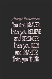 Always Remember You are braver than you believe, and stronger than you seem, and smarter than you think