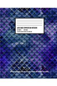 Midnight Blue Mermaid Scale Sparkle Composition Notebook