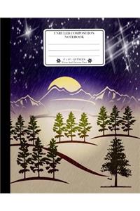 Unruled Composition Notebook. 8 X 10. 120 Pages. Winter and Christmas Time: Christmas Holiday Season Notebook. Beautiful Christmas Winter Night Landscape Cover.