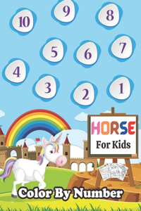 Horse color by number books for kids