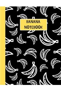 Banana Notebook: Black & White Pattern - 120 Page Large College Ruled Paperback Notebook - 8.5"x11"(21.6 x 27.9 cm)