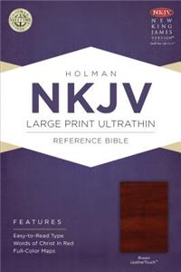 NKJV Large Print Ultrathin Reference Bible, Brown LeatherTouch