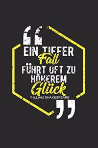 Ein Tiefer Fall Führt Oft Zu Höherem Glück William Shakespeare: Din A5 Liniertes Heft Mit Linien Für Fallschirm Fans - Notizbuch Tagebuch Planer William Shakespeare Zitat - Notiz Buch Geschenk Fallschirmspringen 