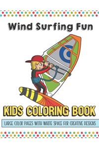 Wind Surfing Fun Kids Coloring Book Large Color Pages With White Space For Creative Designs