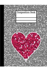 Glitter Heart Composition Notebook - College Ruled