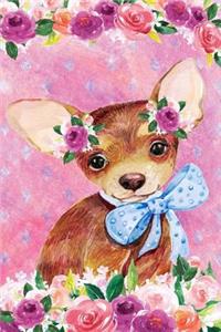 Journal Notebook For Dog Lovers Chihuahua Puppy In Flowers 3